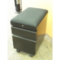 Black Hon 2 Drawer Rolling Pedestal w Cushion Seat, Locking